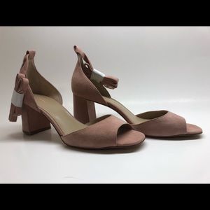 Suede Peep Toe Chunky Heel Toe around Ankle